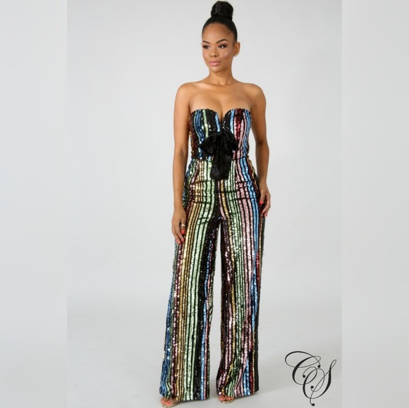 rainbow jumpsuit sequin